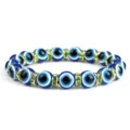 Evil eye kraal rekbare armband met groene strass steentjes afstandhouders yoga sieraad - Grasgroen Strass