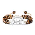 Bracelet tressé en pierre œil de tigre avec pendentif épée croissant lune variante - Œil de Tigre