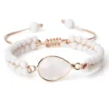 Bracelet reglable perles de pierre blanche goutte mode femme homme bijou style tendance - Forme Goutte Porcelaine Blanche