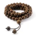 Mehrlagige Holzperlen Armband Gebetsperlen vintage chinesischer Stil Pulloverkette Halskette! - 10mm 80 Perlen Ohne Knoten