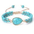 Bracelet tressé réglable en perles de turquoise avec pendentif pierre pour hommes et femmes. - Turquoise Bleue Goutte d'Eau