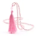 Collar de cuentas de cuarzo rosa mala con borla rosa joya de meditacion regalo - Cuarzo rosa