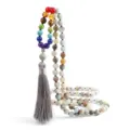 Collana con perine chakra e nappa lunga catena maglione pietra preziosa gioielli - Amazon