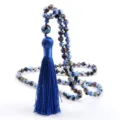 Collar de Cuentas de Piedra de Ágata Azul con Borla Elegante Joya Accesorio Variante - Ágata de Fuego Lapis