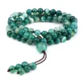 Bracelet en Agate Verte 108 Perles, Variante de Bijou en Pierres Précieuses de Prière - Agate à rayures vertes