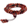 Bracelet Mala en Agate Rouge Naturelle 108 Perles Perles de Prière Méditation Bijou Cadeau - Aspect Agate Rubanée Vin Rouge