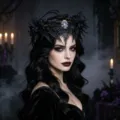 Gothic black floral crown headpiece with purple teardrop gem for dark witch Halloween party dress. - Regular Style (TS1004H)