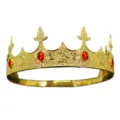 Golden king crown for men costume party royal tiara prom birthday hair accessories - Gold Red
