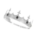 Men silver crown royal tiara vintage crystal king headpiece for wedding party hair accessories - Silver Black