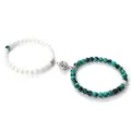 Magnetic couple beaded bracelet set turquoise and white stone charm jewelry accessory - White Porcelain Turquoise