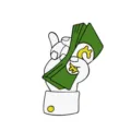 Cartoon Hand Dollar Scheine Emailliernadel Brosche Abzeichen für trendige Kleidung Style. - Hand hält Dollar