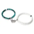 Couple magnetic heart beaded bracelet set turquoise and white stone matching jewelry gifts - White Porcelain Turquoise