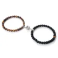Set de pulseras de cuentas magnéticas para parejas, piedra ojo de tigre y piedra mate. - Ojo de Tigre Mate