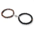 Ensemble de bracelets de couple en perles aimantées, pierre naturelle œil de tigre. - Oeil de Tigre Mat