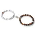 Ensemble de bracelets de perles en pierre magnétique de couple, variante œil de tigre. - Turquoise Veinée Œil de Tigre