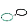 Ensemble de bracelets de couple en perles magnétiques avec fermoir cœur, bijoux assortis. - Vert Mat Vieilli (2 Pcs)