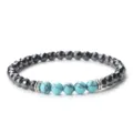 Bracelet de perles 6mm élastique turquoise hématite pierre bijoux unisexe couple - Hématite