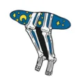Creative skeleton hand enamel pin with starry night skateboard design fashion badge accessory - Foot