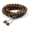 Layered wood bead bracelet chinese style prayer beads multi layer sweater chain necklace - 10mm 80 Beads With Knots
