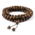 Multi-layer wooden beaded bracelet for men and women, vintage Chinese style prayer beads necklace. - 10mm 108 Beads With Knots