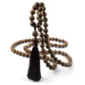 Wooden beaded long necklace and tassel bracelet, retro Chinese style fashion jewelry. - 10mm 108 Beads With Knots Tassel