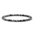 Black hematite faceted beaded stretch bracelet for men, stylish business wrist jewelry. - 8mm / Hematite