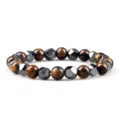 Tiger eye and hematite beaded bracelet, elastic stretch gemstone men's jewelry variant. - 8mm / Tiger Eye Stone Bracelet