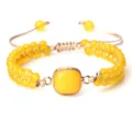 Bracelet en perles jaunes reglable en pierre naturelle bijou de mode pour femme et homme - Style Topaze Carré Arrondi