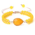 Bracelet Double Brin Réglable en Perles de Pierre Goutte Jaune Mode Variante - Style Topaze Goutte d'Eau