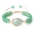 Bracelet réglable de perles vertes à la mode avec pierre en forme de goutte pour bijoux. - Goutte d'Eau Aventurine Verte