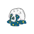 Creative trendy star skull brooch enamel pin featuring blue cosmic liquid for clothing decor - Starry Sky
