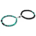 Ensemble de bracelets assortis magnétiques couple avec perles turquoise et pierre de lave. - Lave Turquoise Xinjiang (2 Pcs)