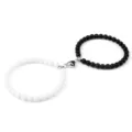 Ensemble de bracelets de couple en perles avec cœur magnétique noir et blanc chic. - Porcelaine Mate (2 Pcs)
