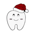 Niedliche Cartoon Zahn Brosche mit Weihnachtsmütze Zahnarzt Klinik medizinische Anstecknadel - Zahn mit Weihnachtsmütze