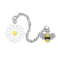 Carina margherita strass ape catena spilla pin per decorazione abbigliamento studenti - Nero