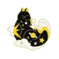 Cute celestial black cat enamel pin alloy brooch sweater collar badge space star moon jewelry gift - Space