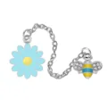 Spilla con catena margherita e ape in strass accessorio di modo elegante per vestiti da studenti - Blu