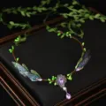 Märchen Elfen Stil Kristall Flügel Haarreif Retro Edelstein Stirnanhänger Haarschmuck - Lila