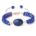 Bracelet réglable tissé à double rangée en pierre de lapis-lazuli bleu pour femmes - Style Lapis-Lazuli Forme d'Œuf
