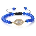Bracelet de perles bleues avec breloque œil doré, cordon tissé réglable pour femmes. - Lapis-Lazuli Or