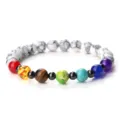 Bracelet de perles de pierres précieuses chakra avec des pierres naturelles multicolores. - Howlite à Lignes Noires