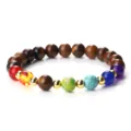 Bracelet Pierre de Chakra Multicolore Perle Bracelet avec Perles Métal Or Unisexe - Œil de tigre