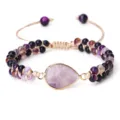 Bracelet Réglable en Perles de Pierre Violette Style Bohème Bijou de Mode pour Femme et Homme - Forme Goutte Agate Violette