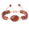 Bracelet tressé double brin en grès doré réglable bijoux de mode pour femmes et hommes - Rivière d'Or Forme d'Œuf