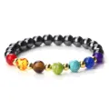 Bracelet en pierres précieuses de chakra avec pierres colorées et perles métalliques bijoux - Hématite