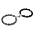 Couple magnetic bracelet black bead heart design accessory variant stylish fashion gift for lover - Matte Hematite