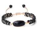 Bracelet de perles en grès bleu ajustable avec pierre ovale centrale pour mode bijoux - Rivière d'Or Bleue Forme Ovale