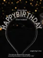 Birthday party rhinestone letter headband sparkly crystal hair hoop elegant celebration hair accessory - Silver