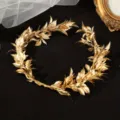Gold leaf bridal headband wedding hair accessory elegant wreath for special styling updo decor - Full Circle Gold