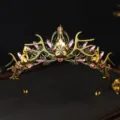 Gothic deer antler crown headband vintage gold tiara bridal hair accessories Halloween party - Vintage Pink